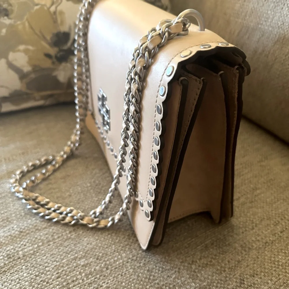 Tory Burch Britten Studs Set Light Nougat Bag + Wallet RARE Matching‎ Set
